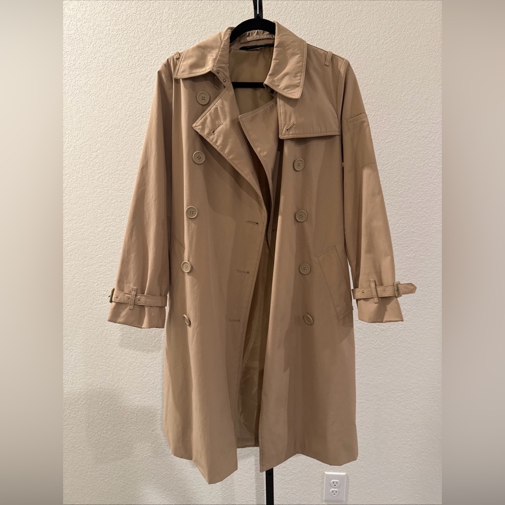 Norma Kamali Women’s Double Breasted Trench Coat Designer Neutral Luxury - Small